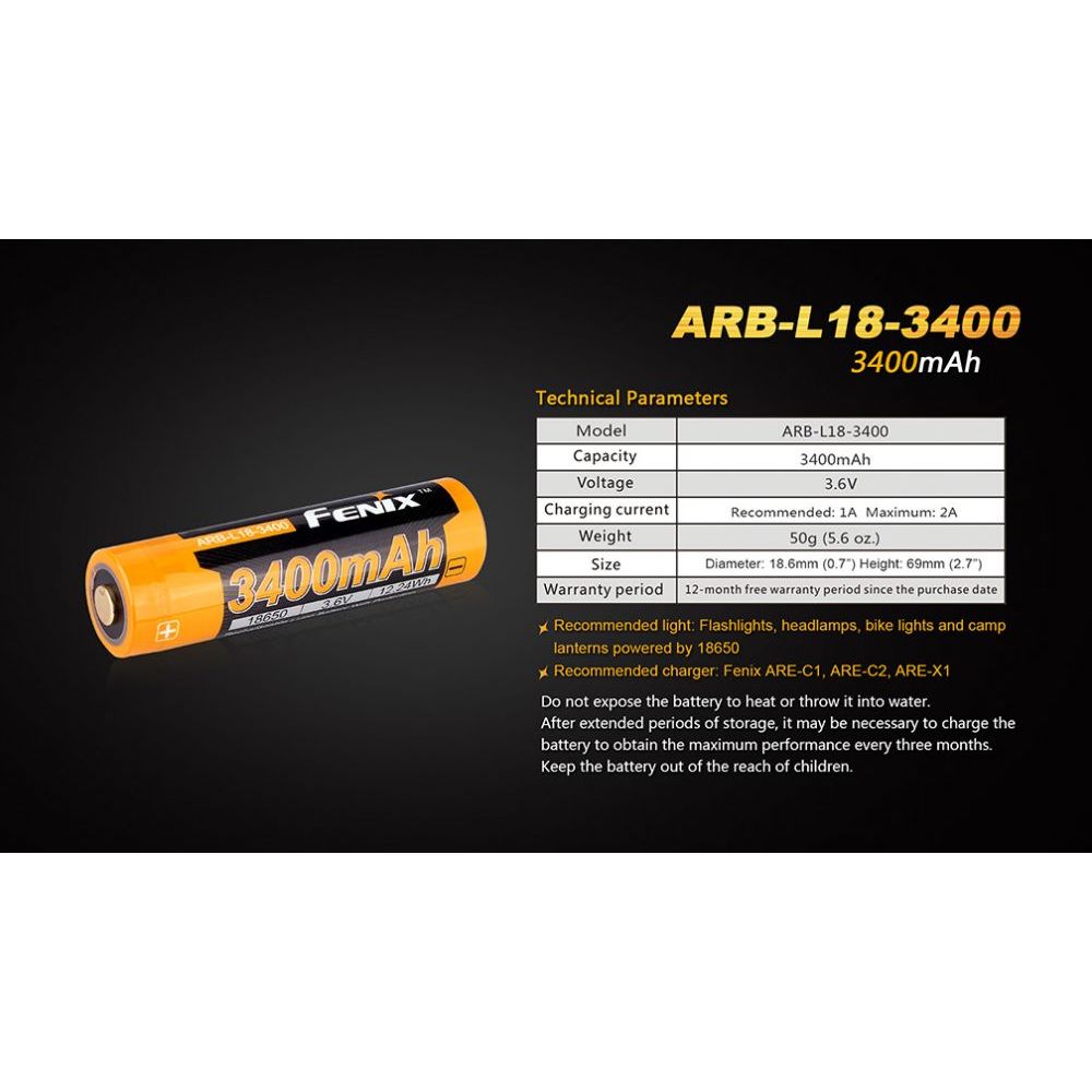 Dobíjecí baterie 18650 3400mAh(Li-Ion) - Fenix