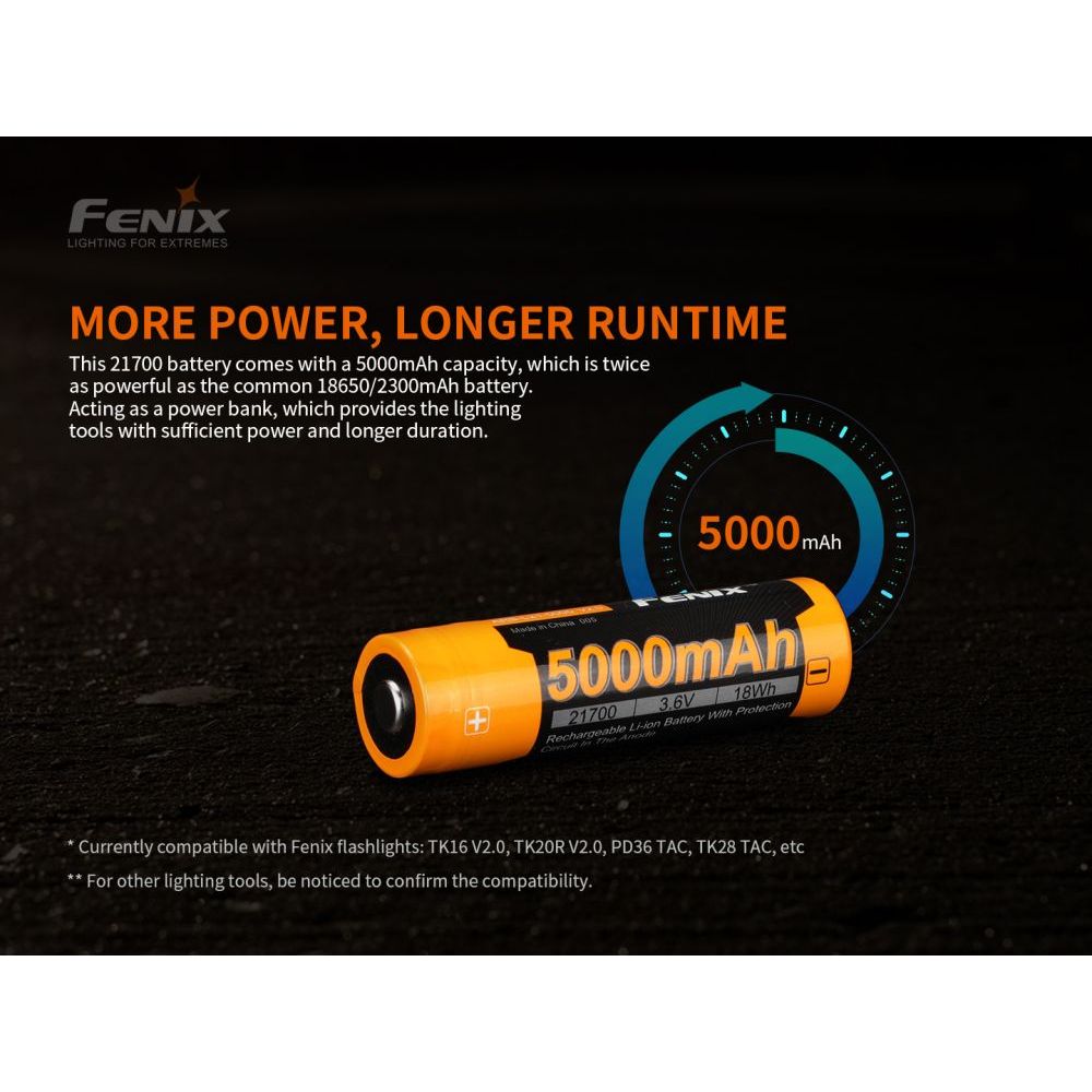 Dobíjecí baterie 21700 5000mAh (Li-Ion)- Fenix