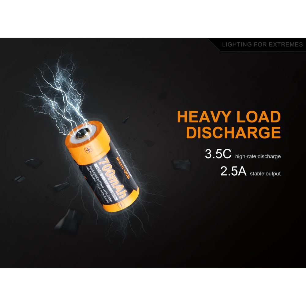 Dobíjecí USB baterie Fenix RCR123A / 16340 700mAh High Current (Li-ion) - Fenix