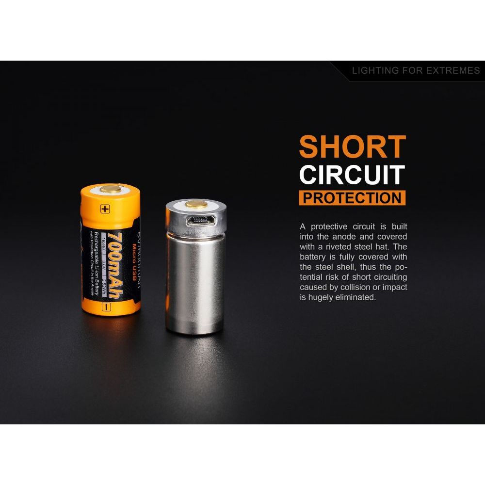 Dobíjecí USB baterie Fenix RCR123A / 16340 700mAh High Current (Li-ion) - Fenix