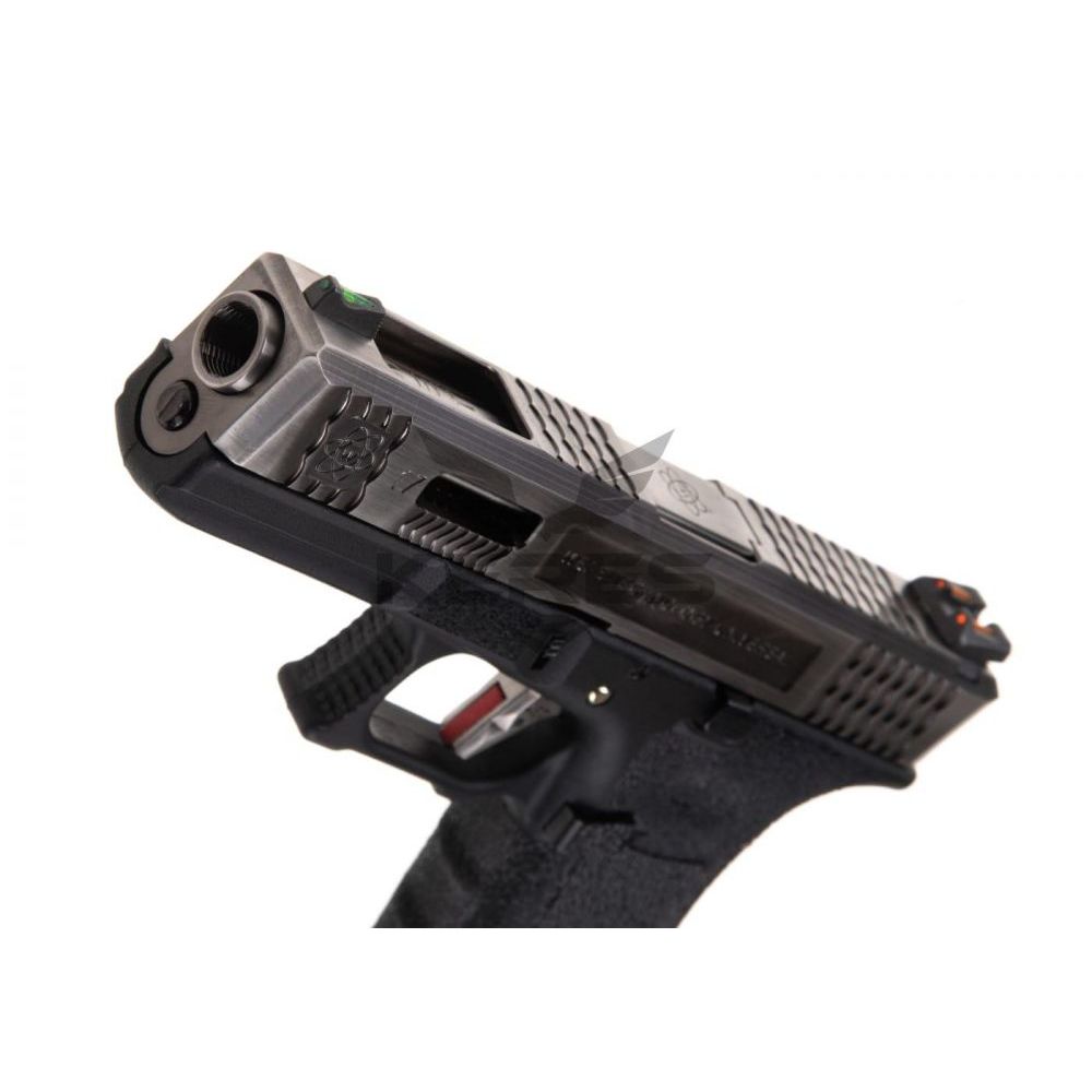 G17 T7 WET GBB - plynová pistole - černý - stříbrný závěr - WE Tech