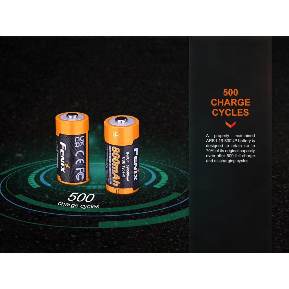 RCR123A 800mAh USB-C Li-ion - Fenix
